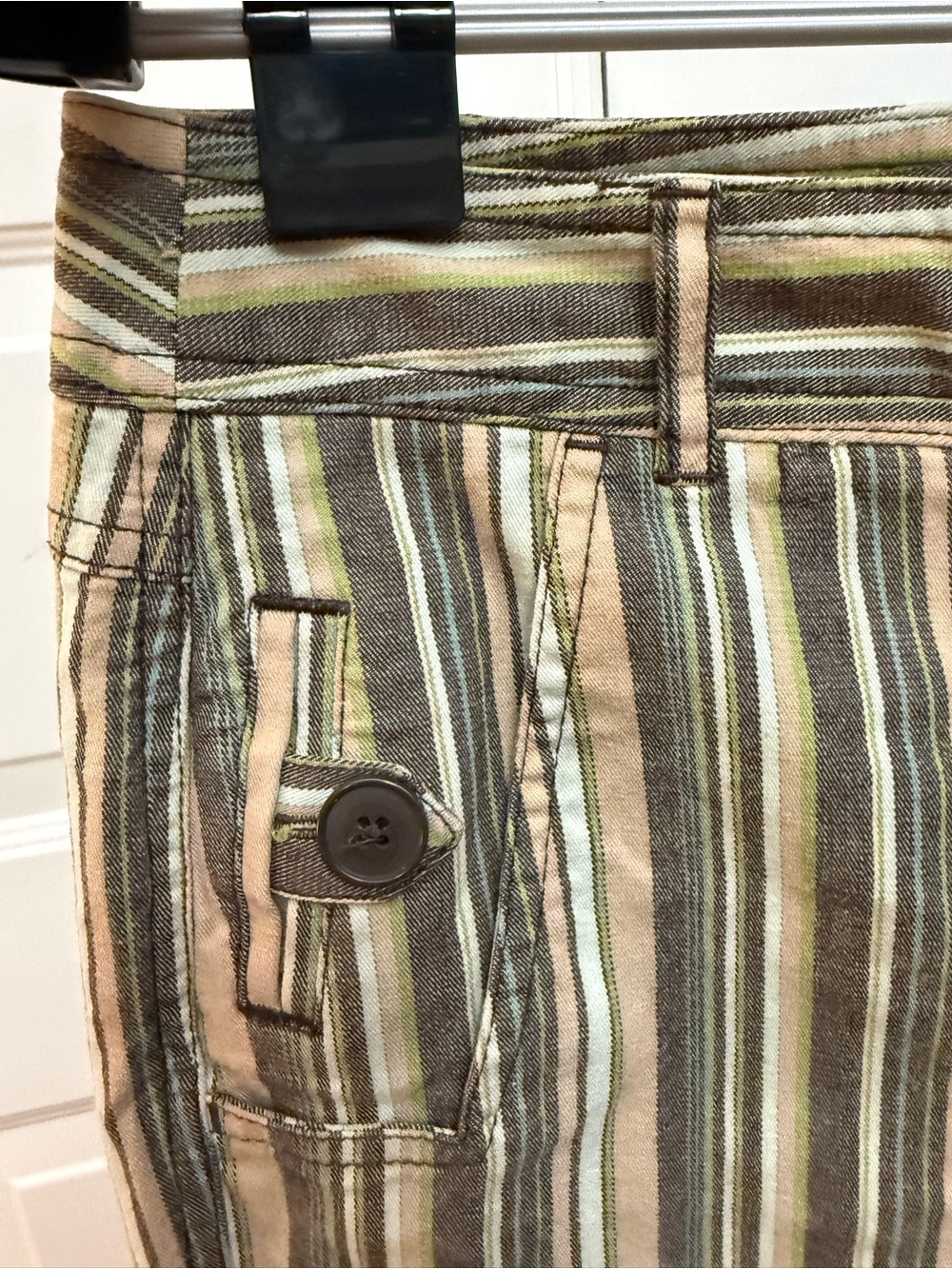 Ann Taylor Striped Cropped Cargo Pants in Brown and Green - Picture 3 of 11